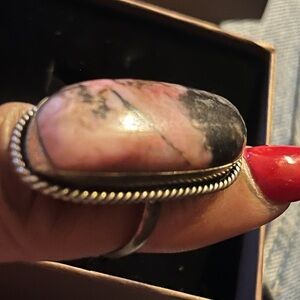 Elegant Pink and Black Stone Ring